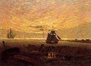 Caspar David Friedrich Evening on the Baltic Sea painting